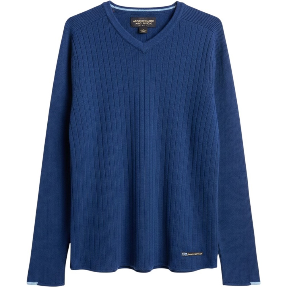 Vintage Abercrombie and‎ Fitch Sweater Mens XL Blue Excellent V-Neck Ribbed Knit